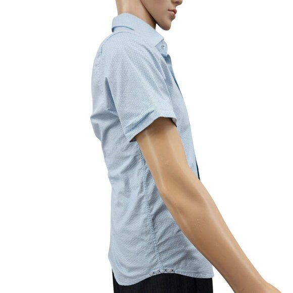 Robert Graham Mens Tailored Fit Short Sleeve Shirt Light Blue Large - Picture 2 of 10